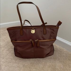 Michael Kors brown kempton medium nylon tote/purse